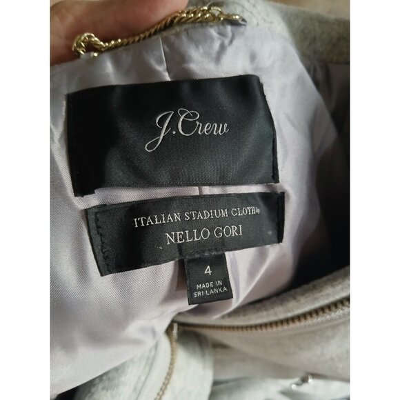 J. Crew Chateau Parka Italian Stadium-Cloth Wool Coat Size 4 Gray Fur Trim Hood - Picture 6 of 11
